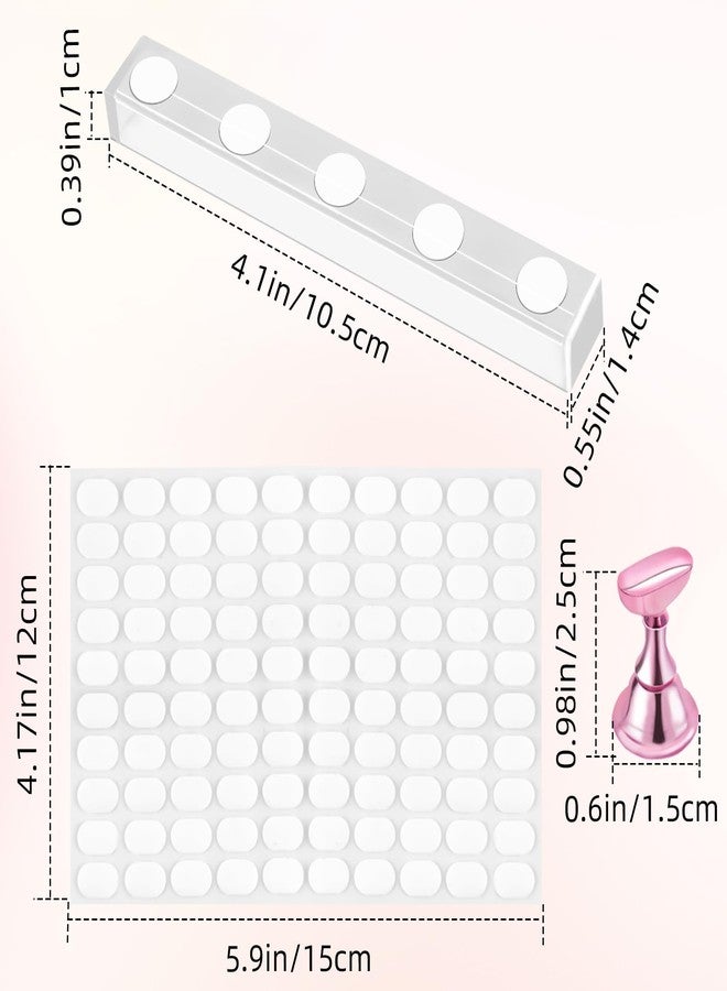 TKYZMS 2 Set Nail Stand,Nail Holder Stand with 100 Pcs Double Sided Tape,Press on Nail Stand,Nail Practice Hand,Nail Holder for Painting Nails,for Nail Art Display,Home DIY Beginner Salon Supplies(Pink) - Image 3